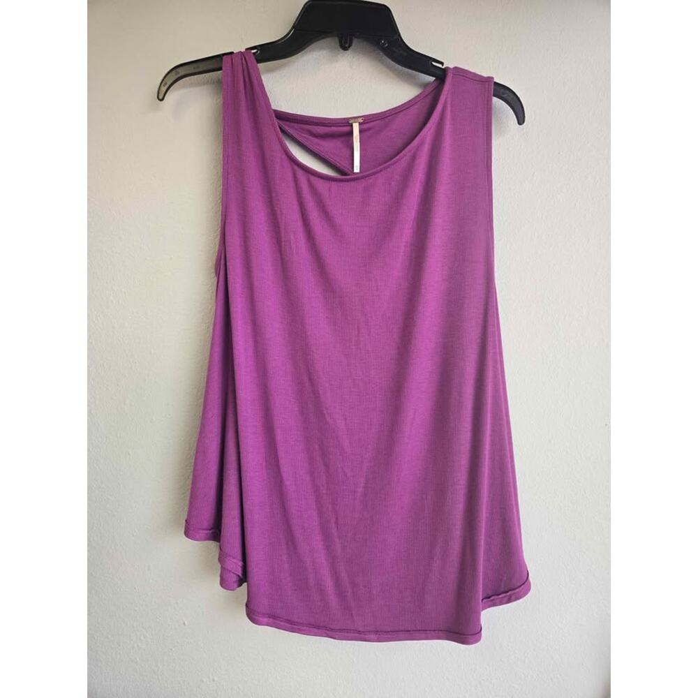 Free People Purple Ribbed Knit Tie-Back Tank Top Tunic XS